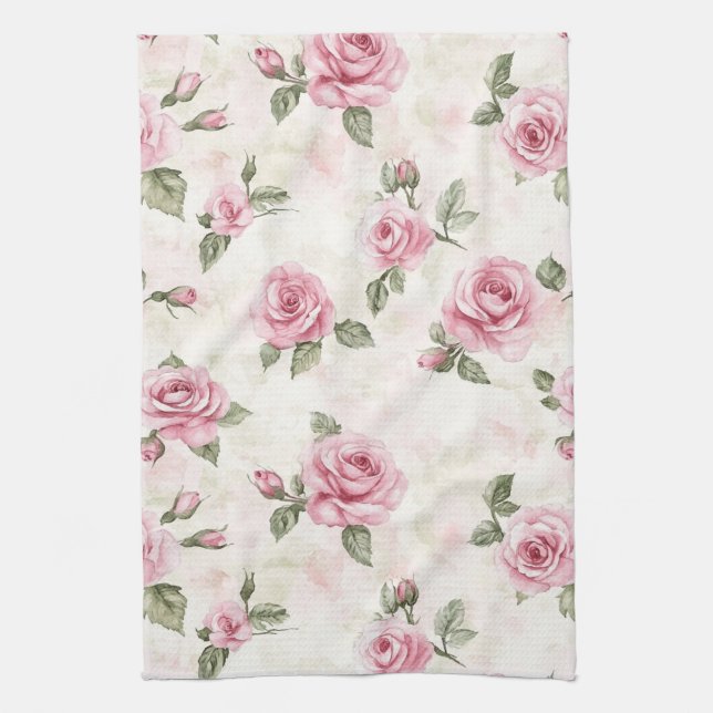 Pretty Roses Floral Pink   Kitchen Towel (Vertical)