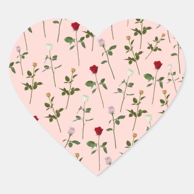 Pretty Roses Heart Sticker (Front)