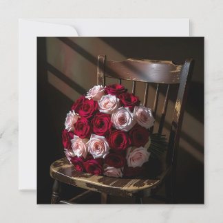Pretty Roses on a Rustic Chair Card