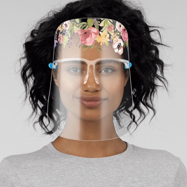 Pretty Roses Pink Floral Flowers Waterfall Face Shield (Insitu)