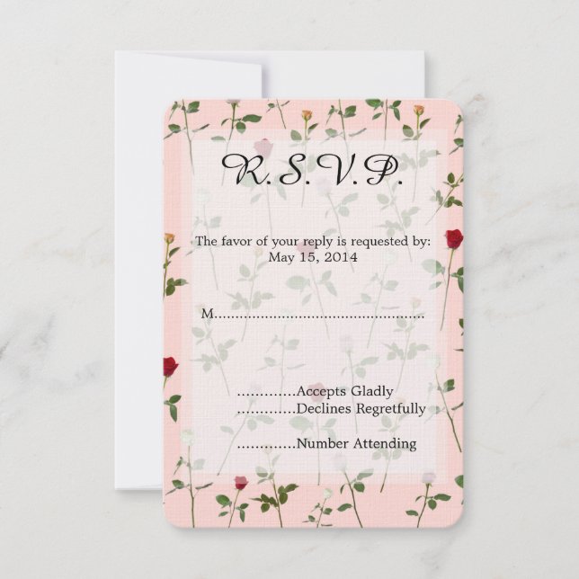 Pretty Roses Wedding RSVP (Front)