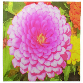 Pretty Round Pink Zinnia in the Summer Garden Cloth Napkin