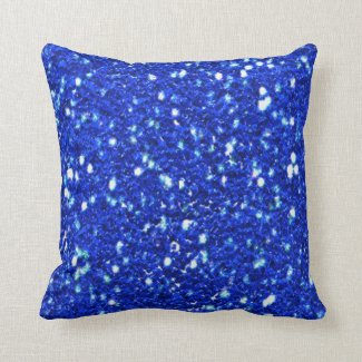 Pretty Royal Blue Sparkly Faux Glitter Look Throw Pillow