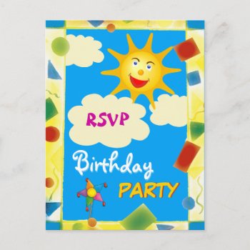 Pretty Rsvp - Birthday Party Invitation Postcard by Kidsplanet at Zazzle