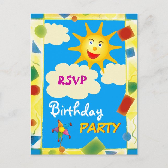 Pretty RSVP - BIRTHDAY PARTY Invitation Postcard (Front)