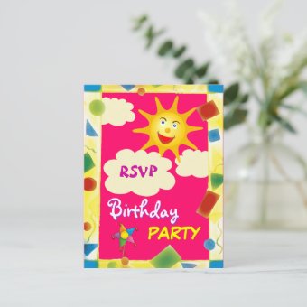 Pretty RSVP - BIRTHDAY PARTY postcard | Zazzle