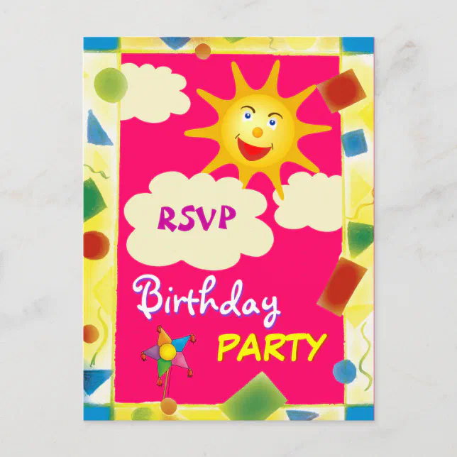 Pretty RSVP - BIRTHDAY PARTY postcard | Zazzle