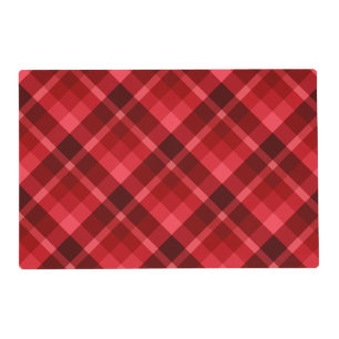 Pretty Ruby Red Plaid Pattern Laminated Placemat