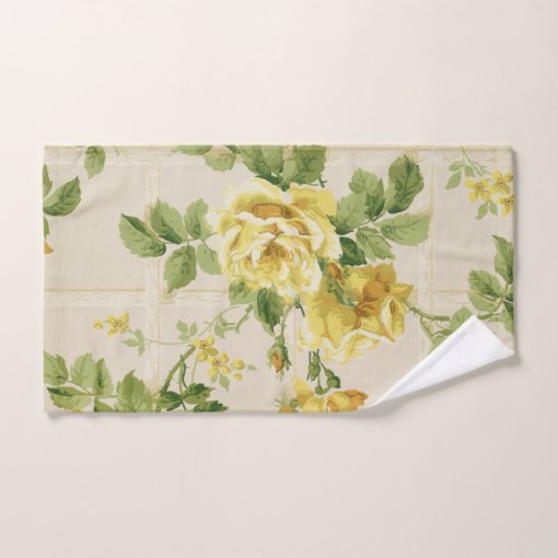 Pretty Rustic Chic Yellow Roses on Trellis Bath Towel Set | Zazzle