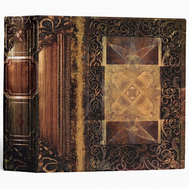 Pretty Rustic Faux Brown Leather Ancient Tome Binder (Front/Spine)