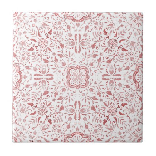 Pretty Rustic Floral Pattern Tile