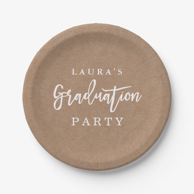 Pretty Rustic Graduation Party Paper Plate