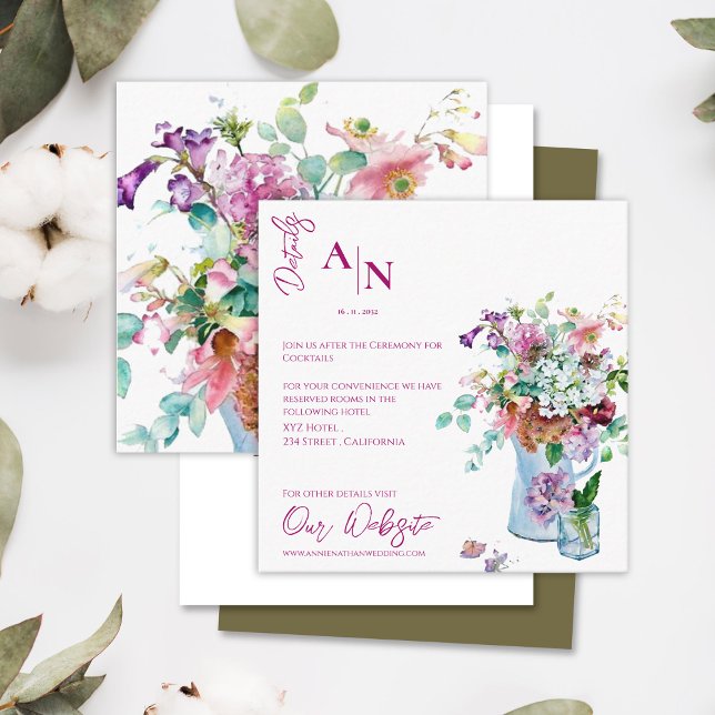 Pretty Rustic Pink Floral Garden Wedding Details Enclosure Card (Pretty Rustic Pink Floral Garden Wedding Details Enclosure Card)