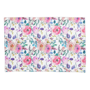 Pretty Rustic Purple Pink Floral Pillow Case