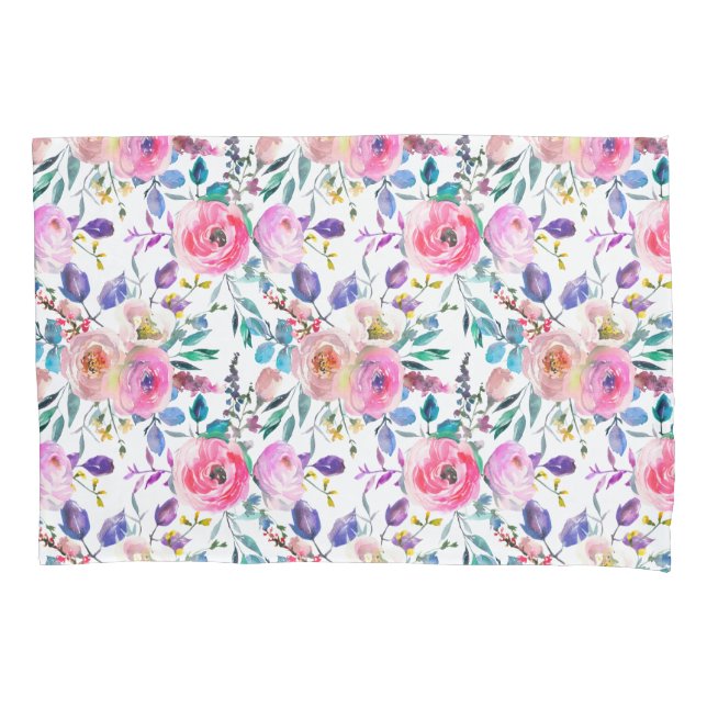 Pretty Rustic Purple Pink Floral Pillow Case (Front)