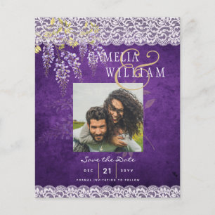 Pretty Rustic Purple WISTERIA Lace Wedding Flyer