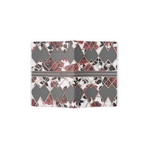 Pretty Rustic Roses and Rose Gold Geo Triangles Passport Holder