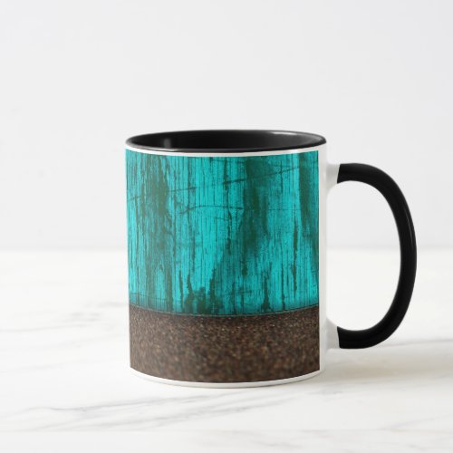 Pretty Rustic Turquoise Wood Grain Sandstone Mug