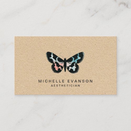 Pretty Rustic Watercolor Butterfly Logo Business Card