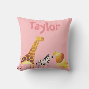 Pretty Safari Pink Throw Pillow