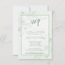 Pretty Sage Green Boho Watercolor Peonies Wedding