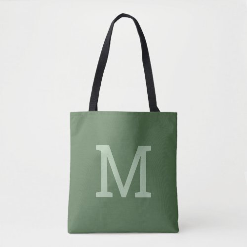 Pretty Sage Green Monogram Initial Tote Bag