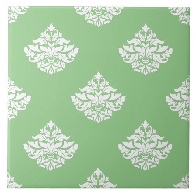 Pretty sage green Victorian floral pattern kitchen Ceramic Tile (Front)