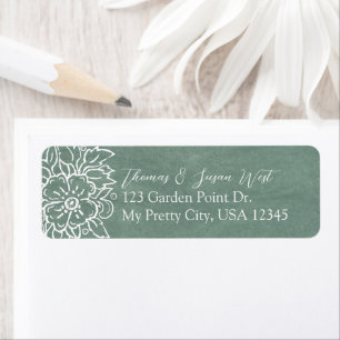 Pretty Sage Green White Floral Wedding Everyday Label