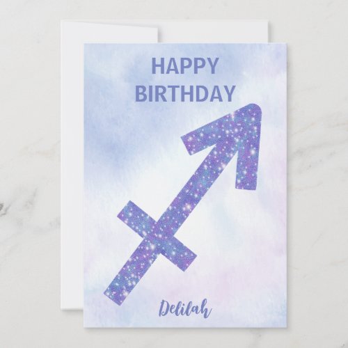 Pretty Sagittarius Sign Custom Happy Birthday Card