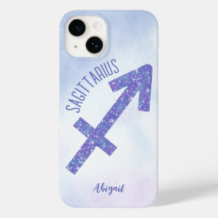 Pretty Sagittarius Sign Personalized Purple Case-Mate iPhone 14 Case