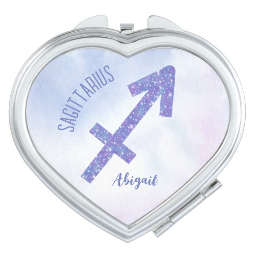 Pretty Sagittarius Sign Personalized Purple Compact Mirror