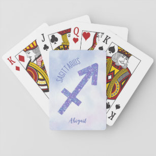 Pretty Sagittarius Sign Personalized Purple Playing Cards