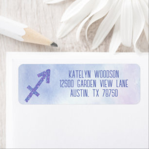 Pretty Sagittarius Sign Purple Return Address Label