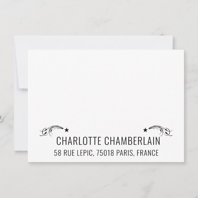 Pretty Sans Serif Name Decorative Shooting Stars  Note Card (Front)