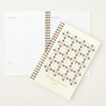 Pretty Scandinavian Floral Pattern Personalized Planner<br><div class="desc">Pretty and stylish Scandinavian folk floral quilt pattern in navy blue,  pink,  and goldenrod,  personalized with your name.</div>