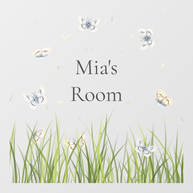 Pretty Scarce Blue Butterflies Personalized Door & Window Cling (Sheet)