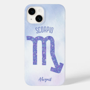 Pretty Scorpio Astrology Sign Personalized Purple Case-Mate iPhone 14 Case