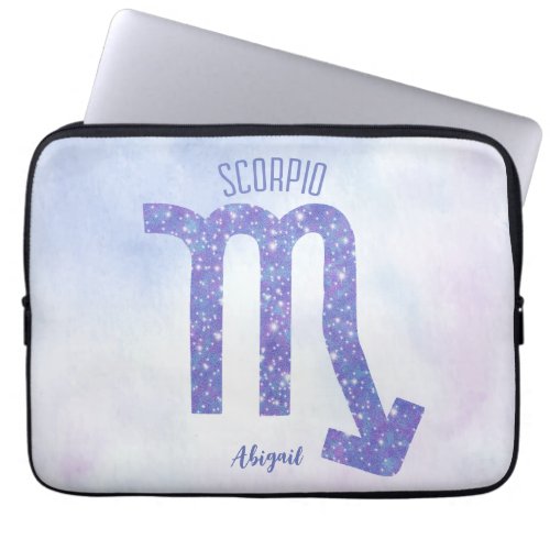 Pretty Scorpio Astrology Sign Personalized Purple Laptop Sleeve