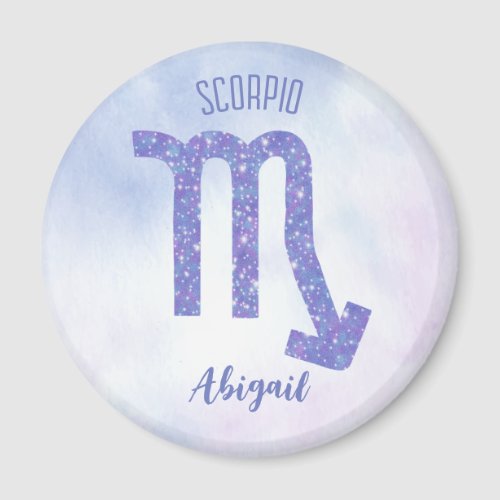 Pretty Scorpio Astrology Sign Personalized Purple Magnet