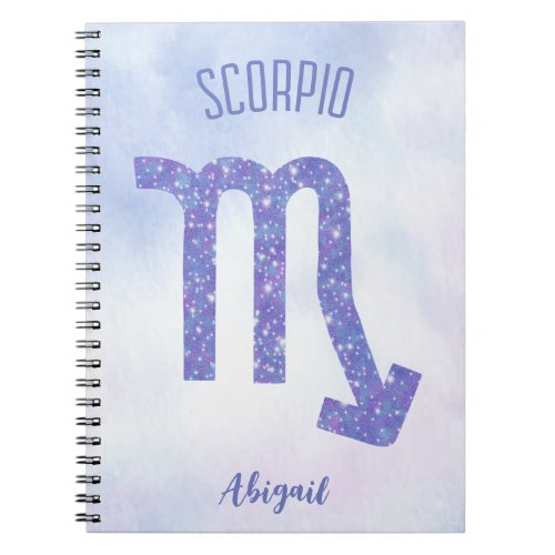 Pretty Scorpio Astrology Sign Personalized Purple Notebook