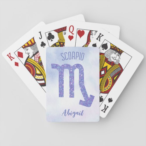 Pretty Scorpio Astrology Sign Personalized Purple Poker Cards