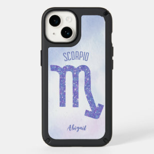 Pretty Scorpio Astrology Sign Personalized Purple Speck iPhone 14 Case
