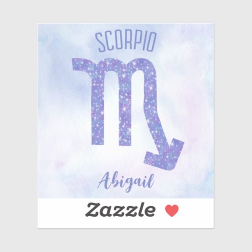 Pretty Scorpio Astrology Sign Personalized Purple Sticker