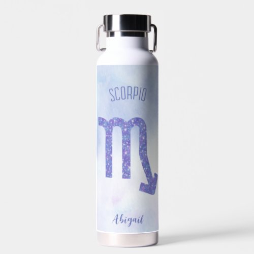 Pretty Scorpio Astrology Sign Personalized Purple Water Bottle