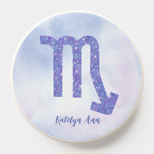 Pretty Scorpio Sign Personalized Purple Birthday PopSocket