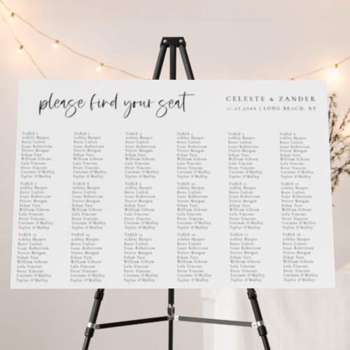 Pretty Script 18 Table Wedding Seating Chart Foam Board