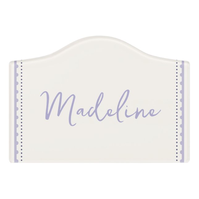 Pretty Script Baby Nursery or Girls Room  Door Sign (Small Crest Front)