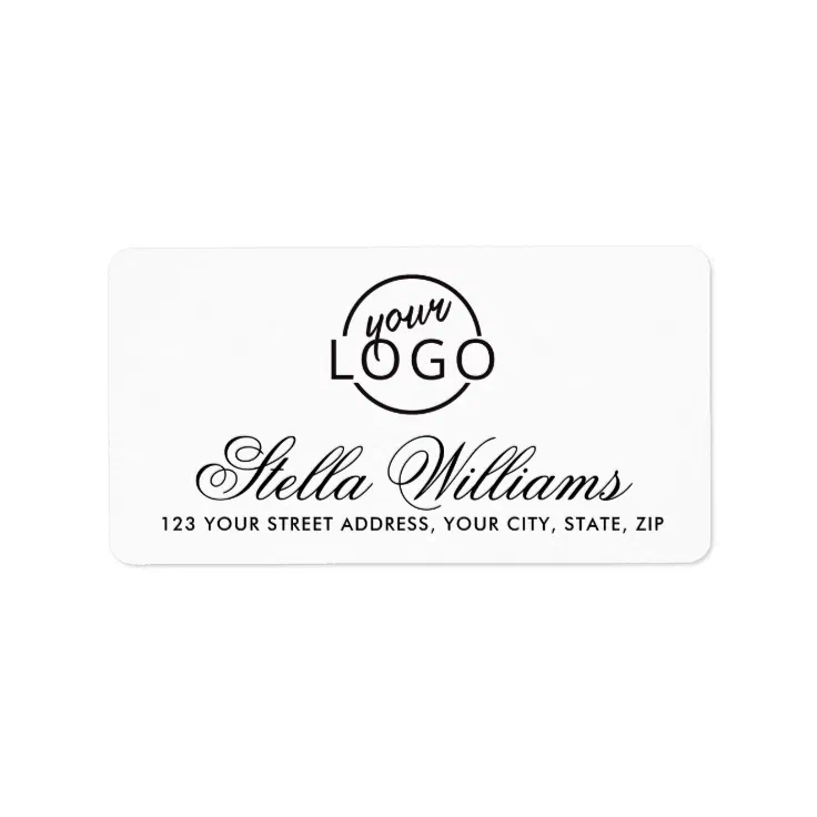 Pretty script custom logo or photo return address label | Zazzle
