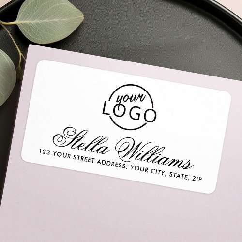 Pretty script custom logo or photo return address label