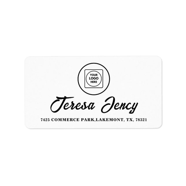 Pretty Script Custom Logo Photo Elegant Brand  Label (Front)